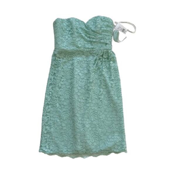 David’s Bridal Dress Mint Green Strapless Lace Gathered Cocktail Size 2 NEW - Picture 13 of 15